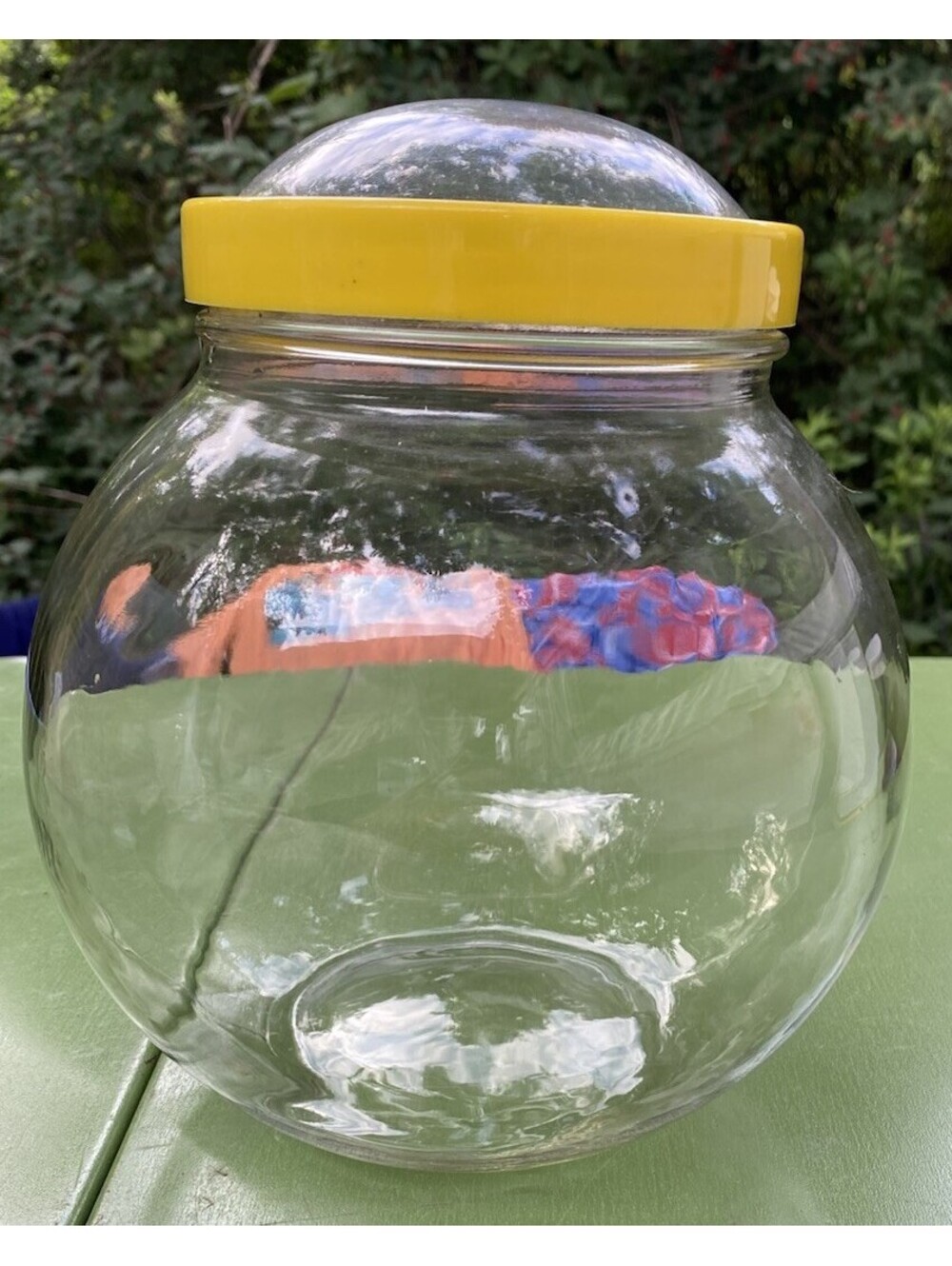 Vtg Orb Shaped Transparent Glass Terrarium Jar for Plants Or Candy Storage W/Lid
